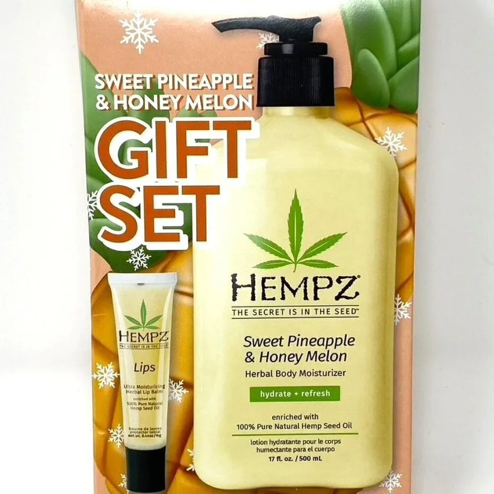 HEMPZ Sweet Pineapple Honey Melon Gift Set Limited Edition Body Lotion Lip Balm